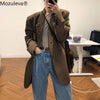 Mozuleva Retro Women Plaid Blazers Jackets Work Office Lady Suit Slim Single Breasted Business Oversized Blazer Coat Talever