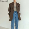 Mozuleva Retro Women Plaid Blazers Jackets Work Office Lady Suit Slim Single Breasted Business Oversized Blazer Coat Talever