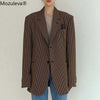 Mozuleva Retro Women Plaid Blazers Jackets Work Office Lady Suit Slim Single Breasted Business Oversized Blazer Coat Talever