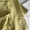 Mozuleva Summer Women Green Skirt Suits 2022 Elegant Single-breasted Short Suit Jacket & Pencil Skirt Elegant Ladies Blazer Sets