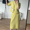 Mozuleva Summer Women Green Skirt Suits 2022 Elegant Single-breasted Short Suit Jacket & Pencil Skirt Elegant Ladies Blazer Sets