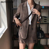 Mozuleva Two-piece Plaid Blazer Suit Women Single-breasted Jacket & Pencil Skirt Women Skirt Suit Casual Blazer Set 2022 Autumn