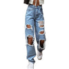 Ms show thin hole in Europe and the United States women jeans washing jeans trousers