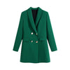 MsPretty Green Office Lady Wear Single Breasted Blazer Coat Vintage Long Sleeve Welt Pockets Chic Outfit 2023 Women's Clothing