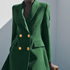 MsPretty Green Office Lady Wear Single Breasted Blazer Coat Vintage Long Sleeve Welt Pockets Chic Outfit 2023 Women's Clothing