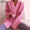 Msfancy Pink Blazer Women 2022 Long Sleeve Double Breasted Elegant Tailleur Femme Vintage Suit