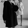 Msfancy Summer Black Mini Dress Women 2022 Elegant Deep V-neck Tunic Vestido De Mujer Korean Lantern Sleeve Robe
