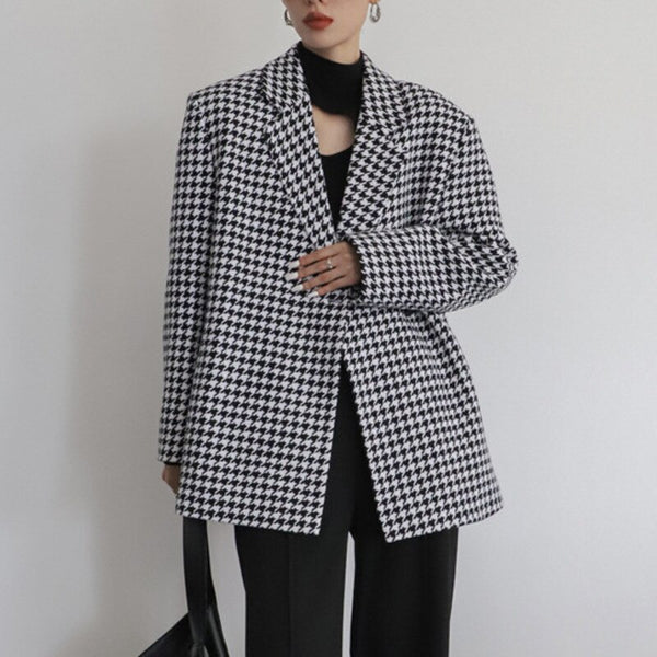 Msfancy Swallow Gird Warm Blazer Women Double Breasted Elegant Wollen Suit Coat Mujer 2022 Winter Oversized Jacket