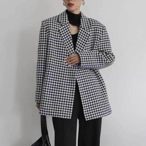 Msfancy Swallow Gird Warm Blazer Women Double Breasted Elegant Wollen Suit Coat Mujer 2022 Winter Oversized Jacket