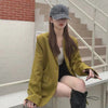 Mustard Green Blazer Korean Version Of Retro Spring And Autumn Clothing 2023 Drape Casual Long-sleeved Suit Top Women