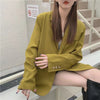Mustard Green Blazer Korean Version Of Retro Spring And Autumn Clothing 2023 Drape Casual Long-sleeved Suit Top Women