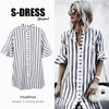Muximux 2022 Summer Women Shirt Dresses Autumn Boho Casual Butterfly Sleeve Striped Midi Dress Shirt For Women Femme Vestido