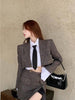N GIRLS Women Blazer Jacket Skirt Set Suit 2 Pieces Crop Top Plaid  Chic Women  Office Lady Spring Autumn Female Suits