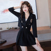 N GIRLS autumn comfortable formal skirt suits  Double breasted short and mini a-line skirt black skirt suits
