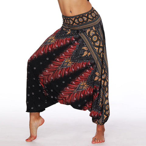 Black 3D Palazzo Dot Hare Pants Vintage Wide Leg Trousers Yuga Sporting Loose Botto Elastic Waist Bohemia Pants