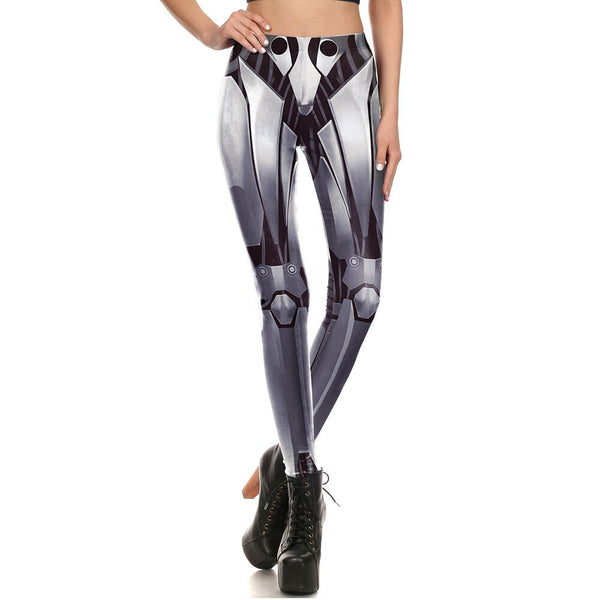 Harajuku 3D Robot Mechanics Skeleton Printed Women Leggings Fitness Gymn Pants Punk Rock Push Up Leggins Fashion Legin