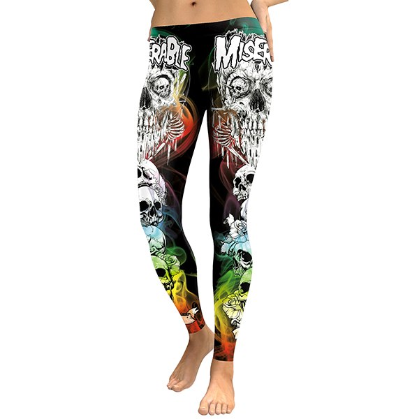 New Arrival Skull Head Women Leggings Letter Gradient Digital Print Pants Slim Fitness Workout Woman Leggins