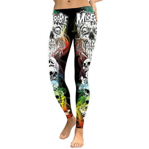 New Arrival Skull Head Women Leggings Letter Gradient Digital Print Pants Slim Fitness Workout Woman Leggins