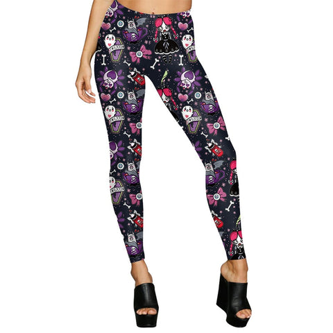 Brand Autumn Women leggings Halloween Day Demon Skeleton Digital Printed Pants