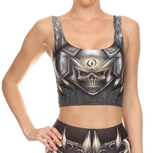 NEW BARBARIAN Crop Top Cosplay Comic Pattern Women Camis Skull Print tank tops Colorful sleeveless Tee Vest