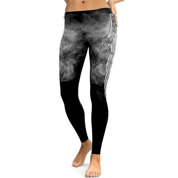 New Angel Devil Wings Leggings Women 3D Printed White Angel Devil Wings Fitness Leggins Mujer Pants Elastic Trousers