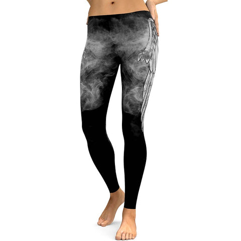 New Angel Devil Wings Leggings Women 3D Printed White Angel Devil Wings Fitness Leggins Mujer Pants Elastic Trousers