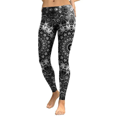 New Arrival 2022 Leggings Women Mandala Flower Digital Print Skeleton Leggins Slim Elastic Workout Plus Size Pants