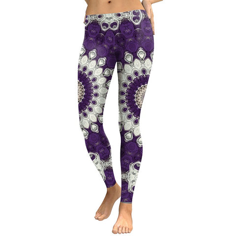 New Arrival 2022 Leggings Women Purple Mandala Flower Digital Print Plus Size Leggins Slim Elastic Workout Pant Legging