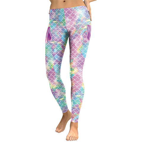 New Arrival Colorful Mermaid Women Leggings Fish Scales 3D Printed Leggins Working Out High Waist Elastic Pants