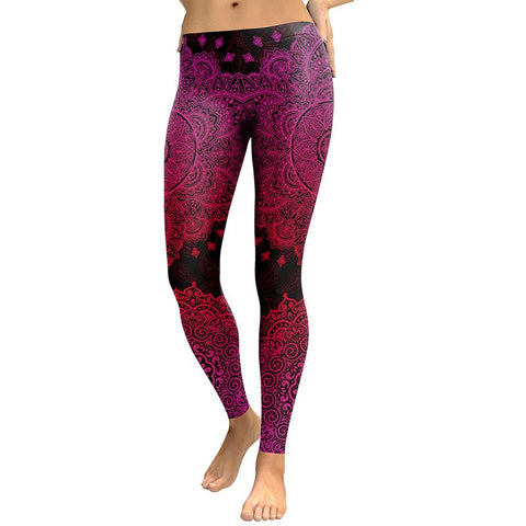 New Arrival Women 2022 Leggings Aztec Round Ombre Flower Digital Print Fitness Leggins Green Plus Size Workout Pants