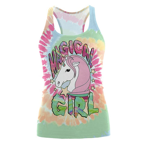 Sexy Women Tank Top Halloween Kawaii Unicorn Cropped Print Camisole Festival Tops Cropped Feminino