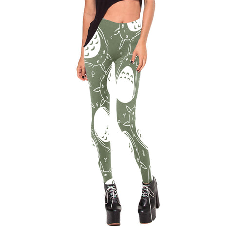 Woman Legging Neighbor Totoro Design Legins Green And White Leggins Printed Women Leggings Women Pants