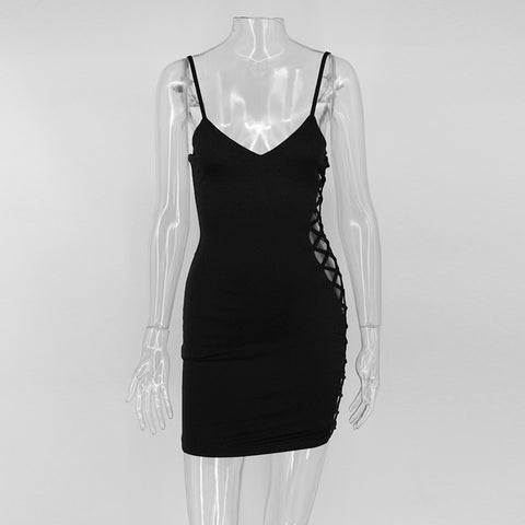 Fashion Sexy Deep V neck straps Side Lace Up dresses Party Celebrity Women Wholesale Bandage Dress drop shipping