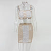 Crystal mesh patchwork Dress Women Spaghetti Strap Slash Neck Backless Bodycon sequin Mini Dresses Club Party Vestidos