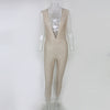 Sexy Deep V Neck rivet Overalls women Sleeveless Long Bodycon Bodysuit Sexy Club Jumpsuit Autumn Rivet Rompers 2022