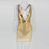 Sexy Hot Mesh Sleeveless Sequin Dress Women Deep V Neck Bodycon Club Wear Night Out Glitter Dresses For Party Vestidos