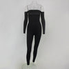 Sexy Off Shoulder Jumpsuits Women Long Sleeve stretchy solid Rompers Jumpsuit Female Elastic women Overalls