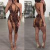 Sexy deep v neck Sleeveless Printing Mini Dress Women Print Floral Backless Party Dresses Vestidos night Club Wear