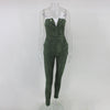 Strapless leather suede jumpsuit romper Women slim brown winter long playsuit Elegant autumn female overalls wholesale