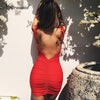 slim bodycon summer dress Elegant spring red casual dress evening party Bandage vestidos Hollow out sexy women dress