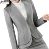 NAVIU Elegant and Women Blazers Autumn Temperament Long-Sleeve Black Gray Jacket Office Ladies Work Wear Coat