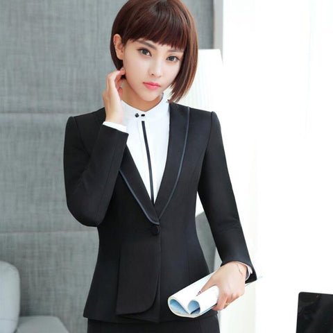 NAVIU Fashion women long sleeve blazer winter formal slim V Neck Career jacket office ladies plus size work wear coat black gray