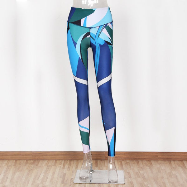New Women Fashion Casual Leggins Blue Printing Sexy Slim Fit Patchwork Fitness GYMs Yogings Sportings Legging