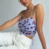 NEONBABIPINK Floral Print Blue Chiffon Crop Top Sexy Cute Camisole Summer Clothes for Women Open Back Halter Tops N76-BB10
