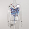 NEONBABIPINK Floral Print Blue Chiffon Crop Top Sexy Cute Camisole Summer Clothes for Women Open Back Halter Tops N76-BB10