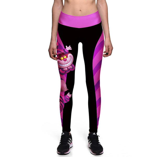 NEW 0010 Sexy Girl Women Alice in Wonderland Cheshire cat 3D Prints High Waist Workout Fitness Leggings Pants