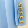 Design Long Blazer Dress 2022 Gold Button Double Breasted Satin Shawl Collar Luxur Women Jackets Dress Blazers Suit