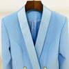 Design Long Blazer Dress 2022 Gold Button Double Breasted Satin Shawl Collar Luxur Women Jackets Dress Blazers Suit