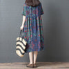 Large Size Women's Clothes 2023 Summer Dress Loose Floral Cotton Linen Dress Casual Vintage Shirt Vestido Robe Elbise f875