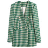 NEW2023 2023   Woman Casual Traf Coats Autumn Winter Thick Green Tweed Woolen Blazers V Neck Ornate Buttons Female Jacket